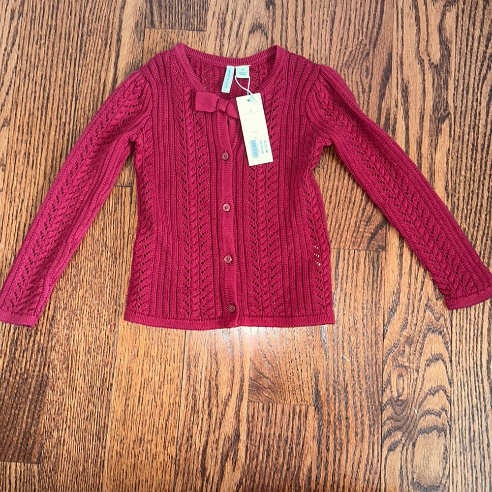 Janie and Jack burgundy cable knit cardigan sweater - size 2T